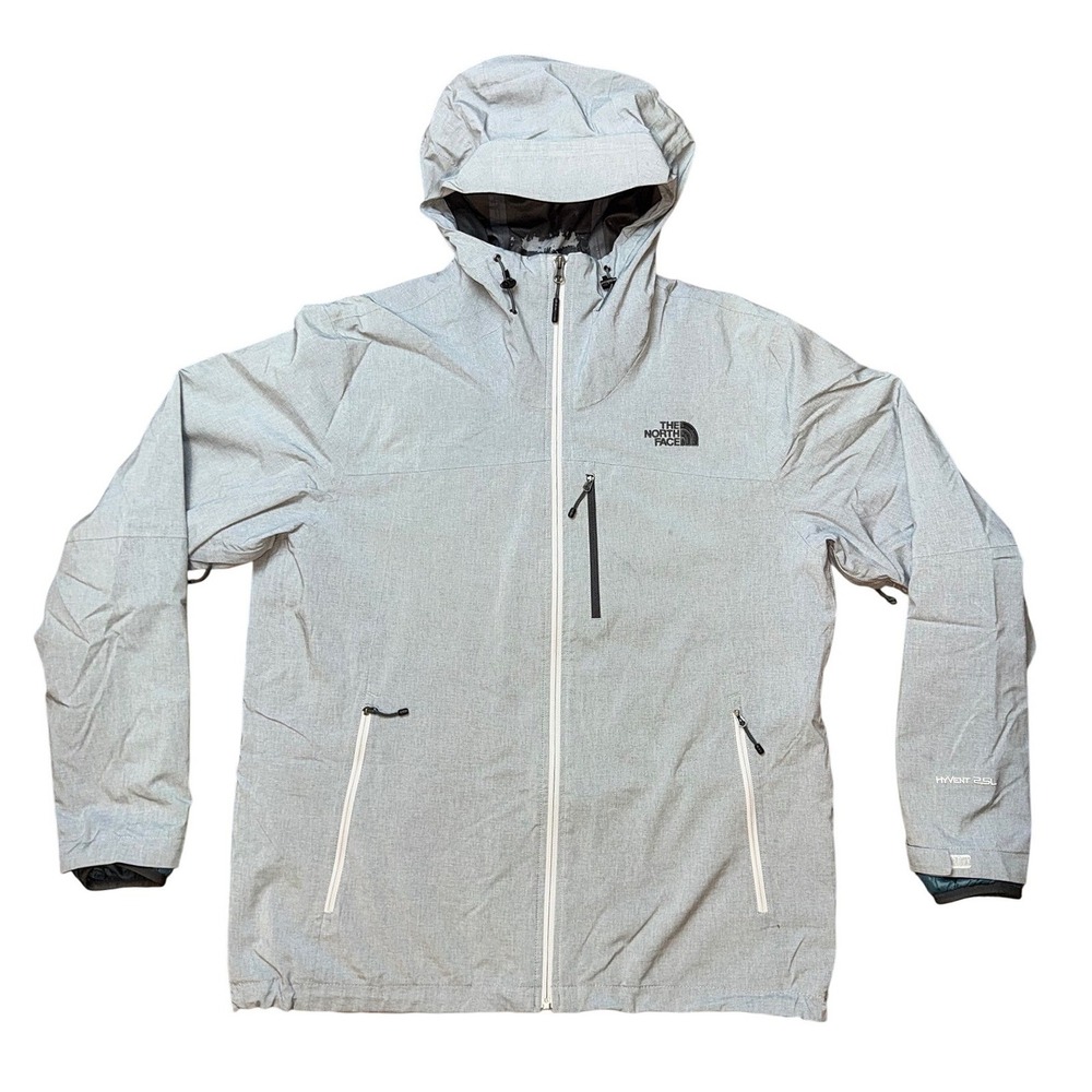 The North Face HyVent 2.5L Gray Hooded Jacket Large Quilted Lining *FLAWED*